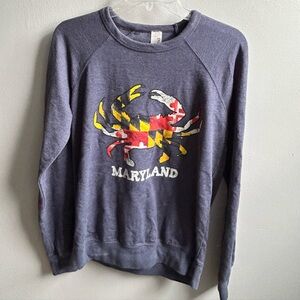 Blue Crewneck Sweater with Maryland Crab Design